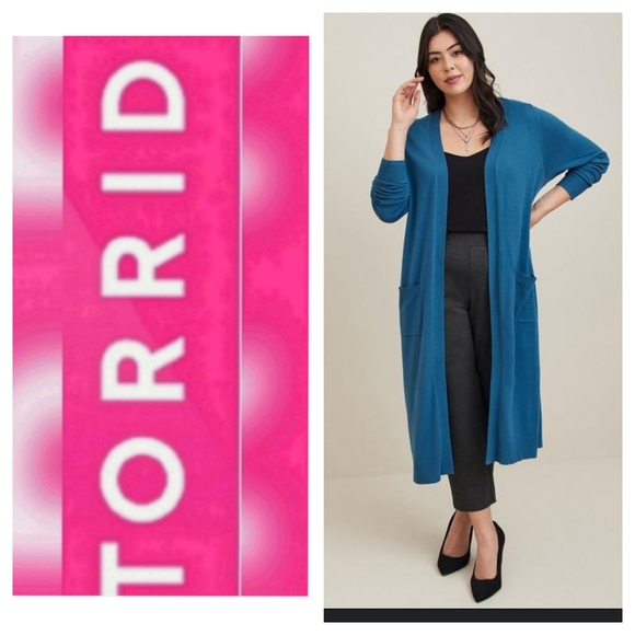 Torrid Teal Open Front Cardigan Size 1 - Picture 1 of 7